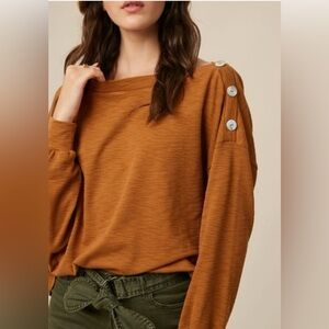 NWT Listicle Boutique Pumpkin Boatneck waffle knit long sleeve sz M